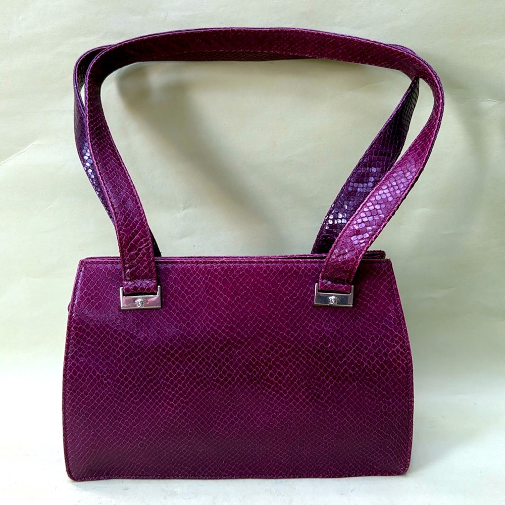 Vintage dark burgundy/silver Versace water snake skin shoulder bag